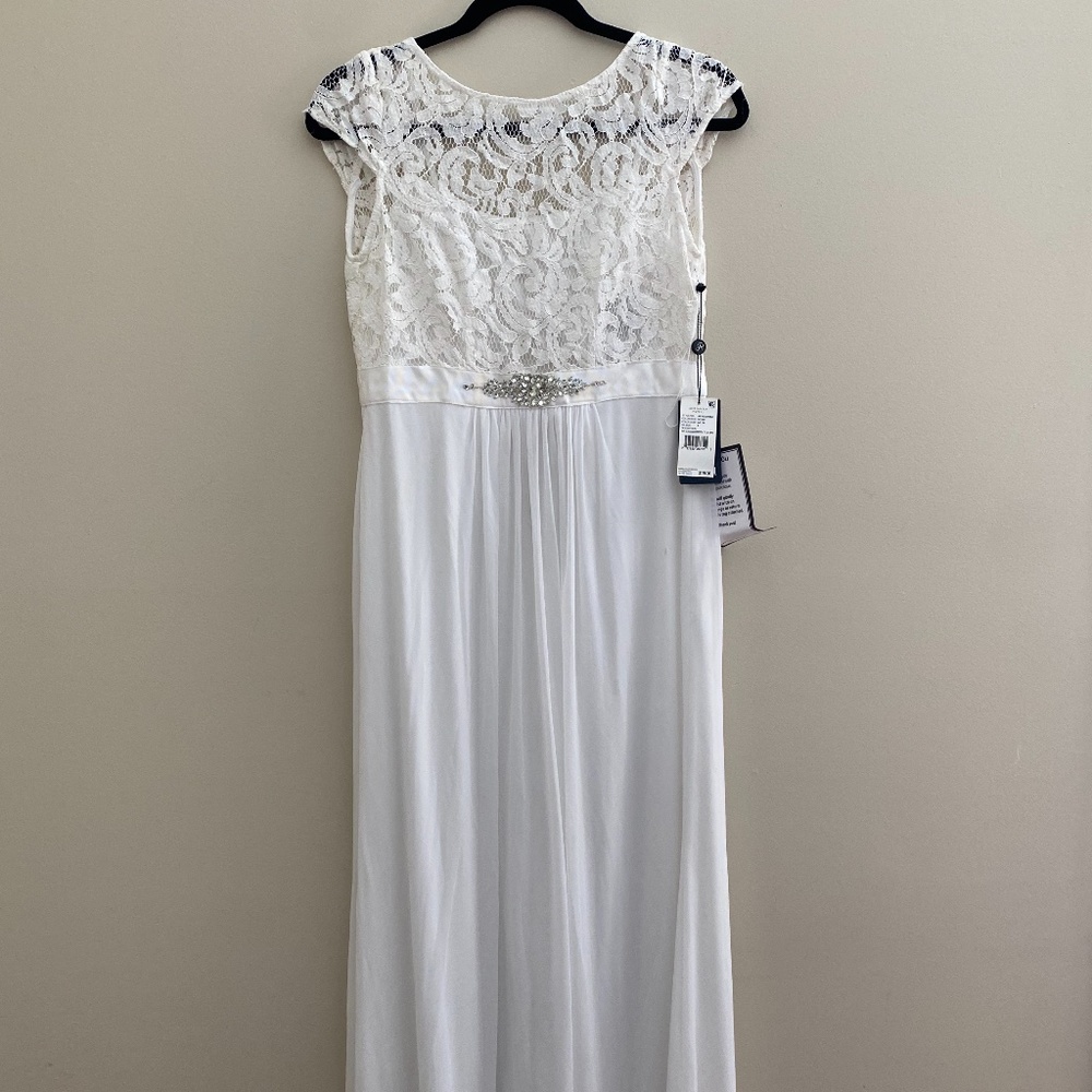 Adrianna Papell White Floor Length Gown